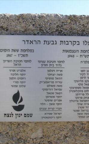 אנדרטה לחללי קרבות גבעת הרדאר - הר אדר